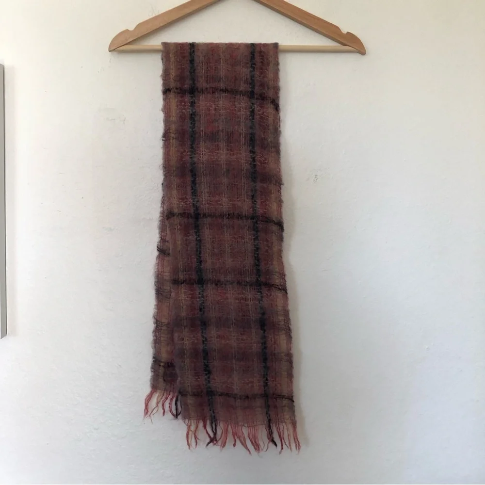 Together Crafts 100% Wool Plaid Scarf Made in Scotland in Pink Blue Black